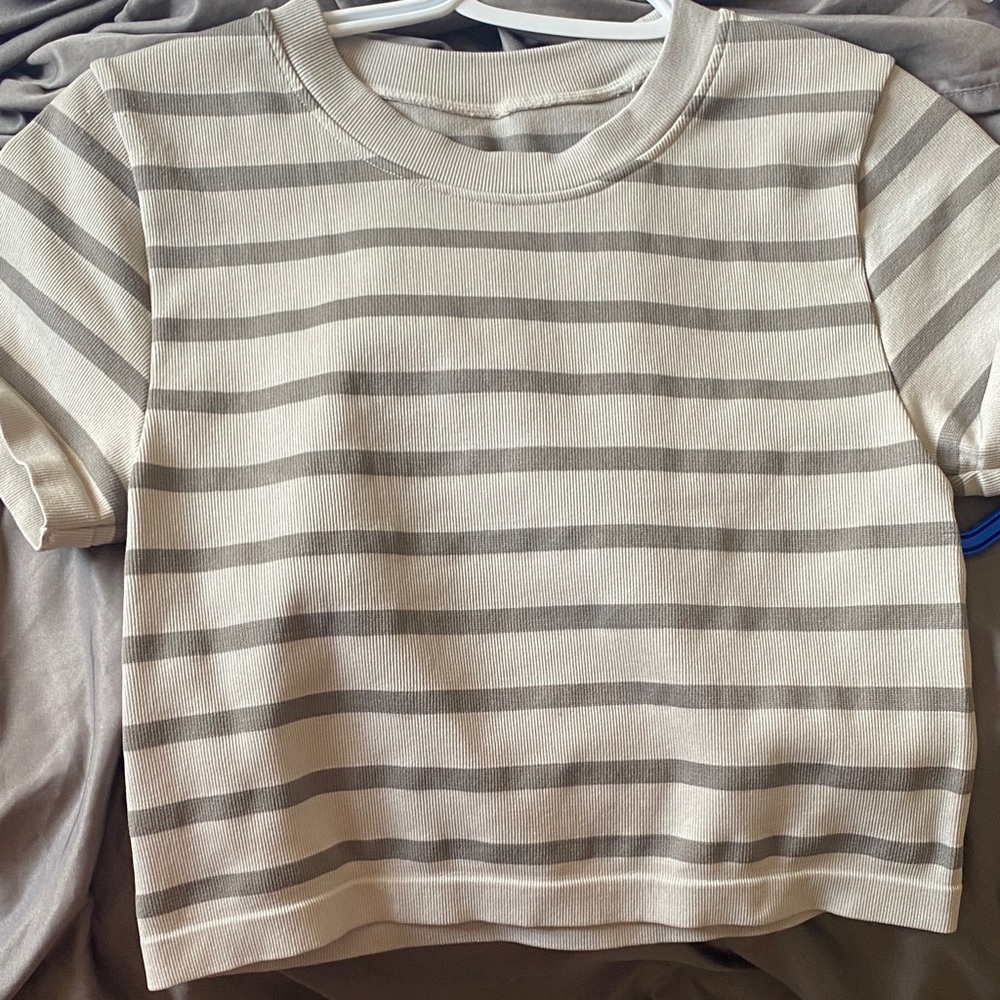 H&M Kids Striped Cream and Gray Camisole